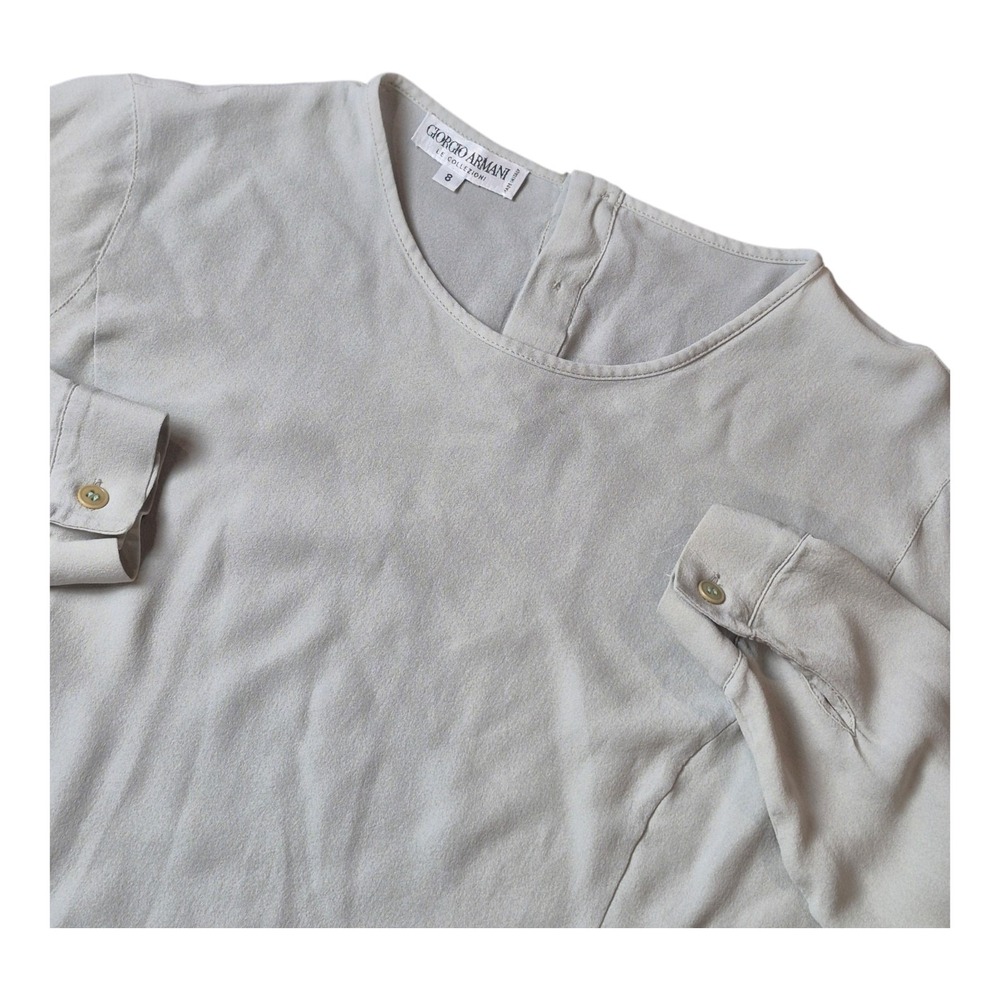 VTG Giorgio Armani Italy Women's 8 Blouse Sage Green Minimalist Quiet Luxury